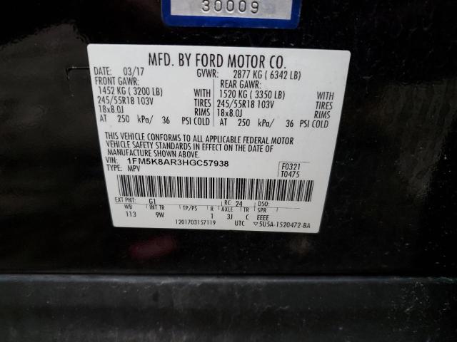 1FM5K8AR3HGC57938 - 2017 FORD EXPLORER POLICE INTERCEPTOR BLACK photo 14