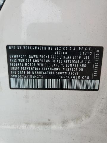 3VWDX7AJ1DM437311 - 2013 VOLKSWAGEN JETTA SE Weiß Foto 12