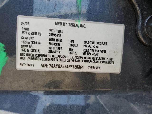 7SAYGAEE4PF765364 - 2023 TESLA MODEL Y CHARCOAL photo 13