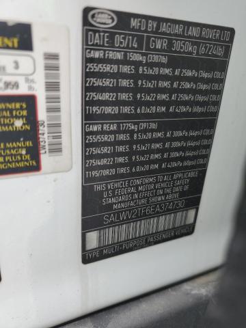 SALWV2TF6EA374730 - 2014 LAND ROVER RANGE ROVE AUTOBIOGRAPHY WHITE photo 13