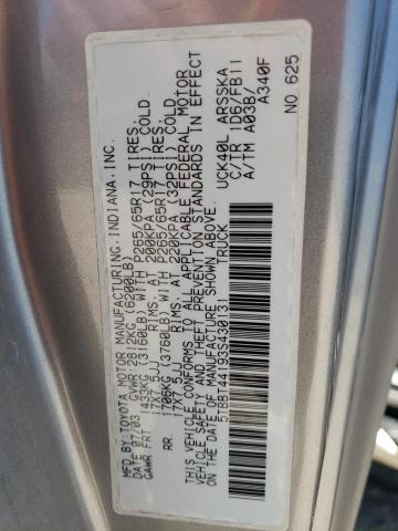 5TBBT44193S430131 - 2003 TOYOTA TUNDRA ACCESS CAB SR5 SILVER photo 12