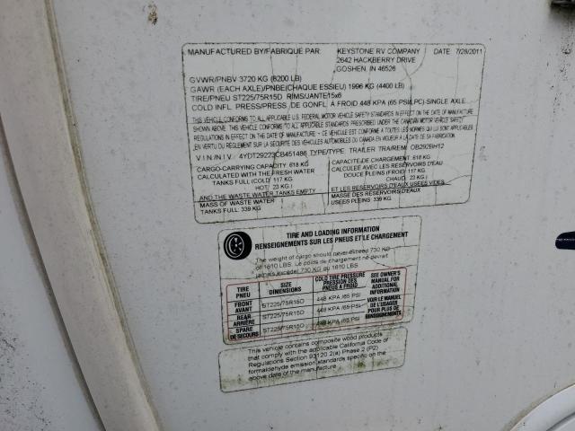 4YDT29223CB451486 - 2012 OUTB TRAVEL TRL WHITE photo 10