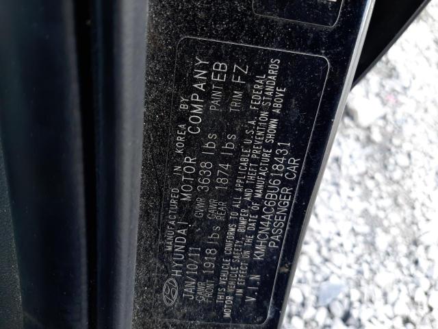 KMHCN4AC6BU618431 - 2011 HYUNDAI ACCENT GLS BLACK photo 12