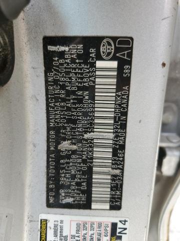 2T1KR32E55C356997 - 2005 TOYOTA COROLLA MA XR SILVER photo 13