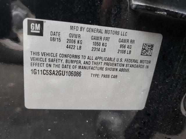 1G11C5SA2GU106086 - 2016 CHEVROLET MALIBU LIM LT 黑色 照片 12