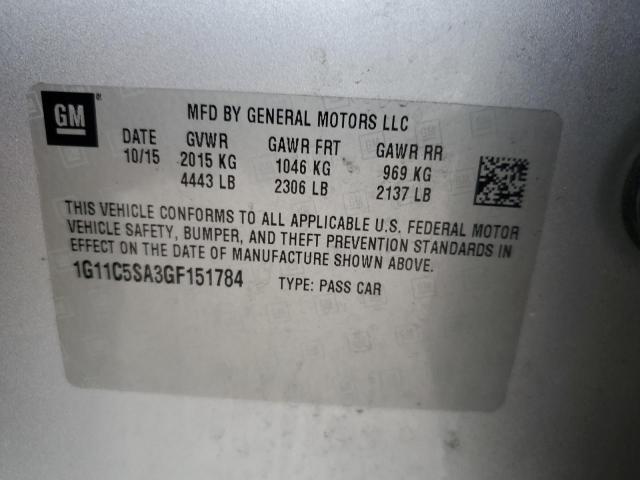 1G11C5SA3GF151784 - 2016 CHEVROLET MALIBU LIM LT 银色 照片 12