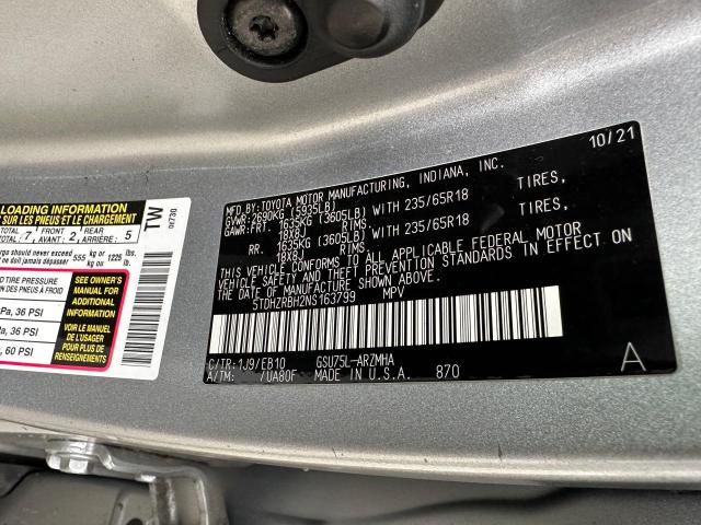 5TDHZRBH2NS163799 - 2022 TOYOTA HIGHLANDER XLE SILVER photo 10