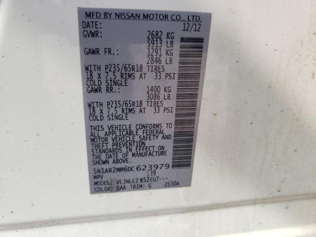 5N1AR2MM6DC623979 - 2013 NISSAN PATHFINDER S WHITE photo 14