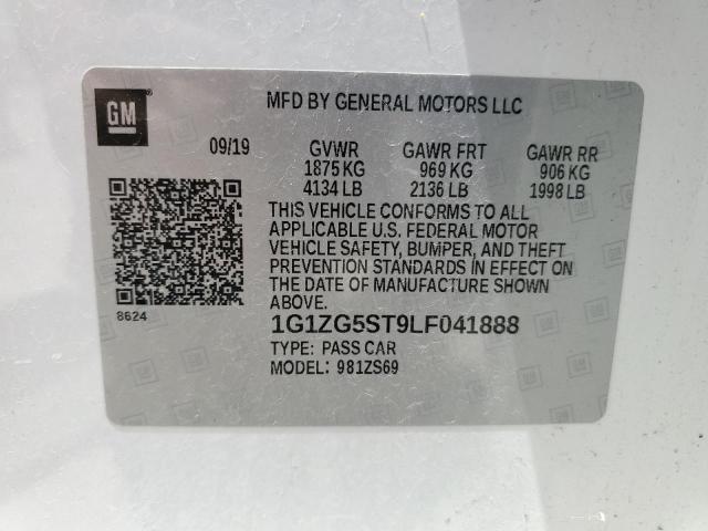 1G1ZG5ST9LF041888 - 2020 CHEVROLET MALIBU RS 白色 照片 12