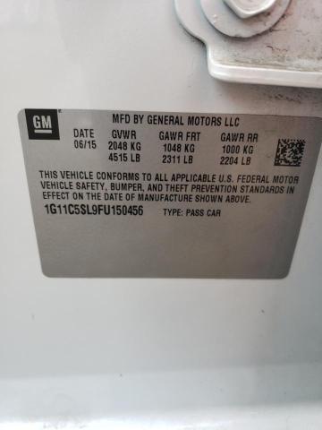 1G11C5SL9FU150456 - 2015 CHEVROLET MALIBU 1LT Ақ фото 12