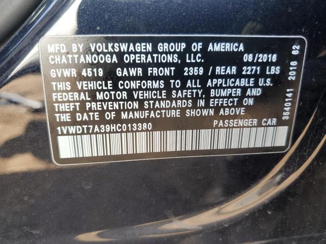 1VWDT7A39HC013380 - 2017 VOLKSWAGEN PASSAT R-LINE Սև լուսանկար 13