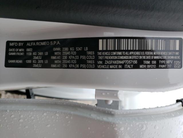 ZASPAKBN4P7D57156 - 2023 ALFA ROMEO STELVIO TI WHITE photo 14