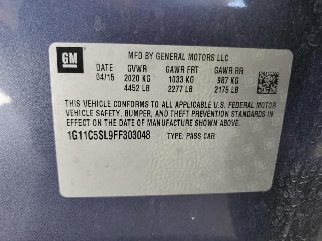 1G11C5SL9FF303048 - 2015 CHEVROLET MALIBU 1LT BLUE photo 12