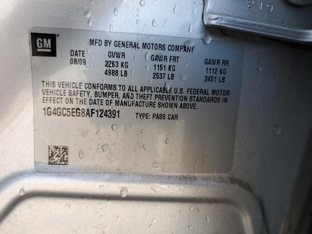 1G4GC5EG8AF124391 - 2010 BUICK LACROSSE CXL SILVER photo 13