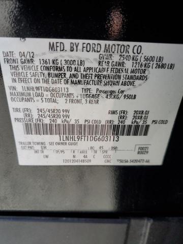 1LNHL9FT1DG603113 - 2013 LINCOLN MKS BLACK photo 12