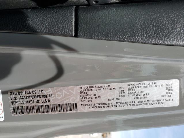 1C4JJXP6XMW809741 - 2021 JEEP WRANGLER U SAHARA 4XE GRAY photo 13