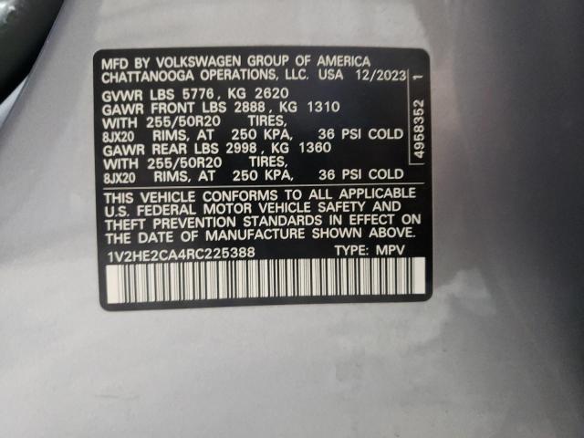 1V2HE2CA4RC225388 - 2024 VOLKSWAGEN ATLAS CROS SE فضي صورة 13