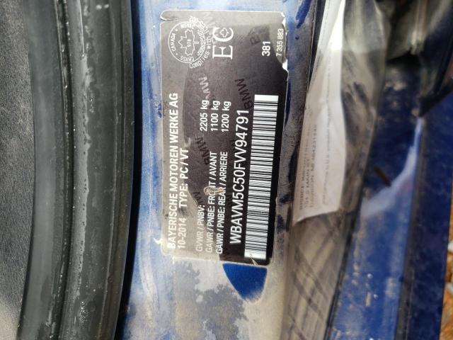 WBAVM5C50FVV94791 - 2015 BMW X1 XDRIVE35I BLUE photo 10