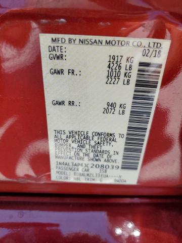 1N4AL3AP4JC208039 - 2018 NISSAN ALTIMA 2.5 RED photo 12