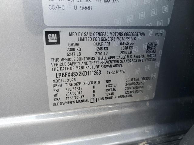LRBFX4SX2KD111263 - 2019 BUICK ENVISION PREMIUM II GRAY photo 12