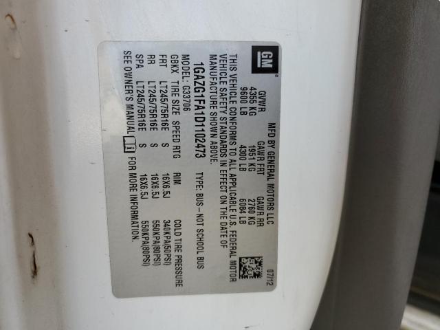 1GAZG1FA1D1102473 - 2013 CHEVROLET EXPRESS G3 LT WHITE photo 13