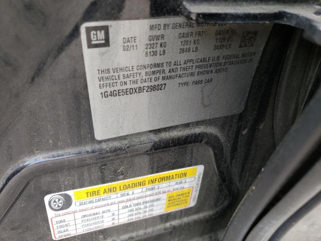 1G4GE5EDXBF298027 - 2011 BUICK LACROSSE CXS BLACK photo 13