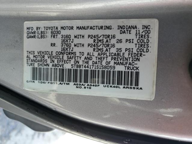 5TBBT44171S158059 - 2001 TOYOTA TUNDRA ACCESS CAB 灰色 照片 12