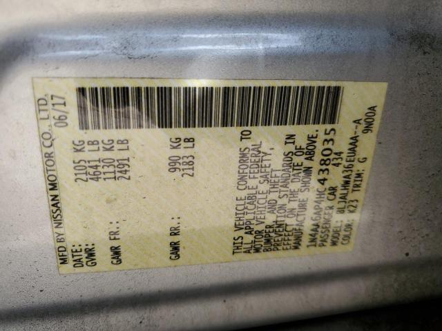 1N4AA6AP4HC438035 - 2017 NISSAN MAXIMA 3.5S SILVER photo 12