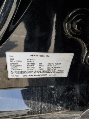 5YJYGDEE6MF188783 - 2021 TESLA MODEL Y BLACK photo 12