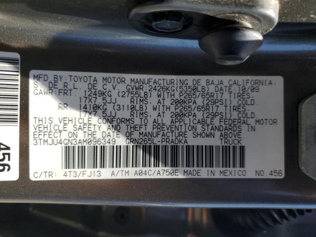 3TMJU4GN3AM096349 - 2010 TOYOTA TACOMA DOUBLE CAB PRERUNNER BROWN photo 12