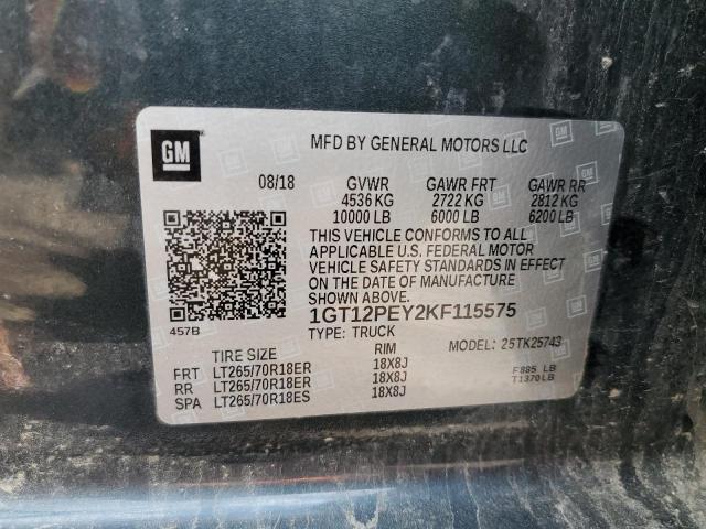 1GT12PEY2KF115575 - 2019 GMC SIERRA K2500 SLE CHARCOAL photo 12