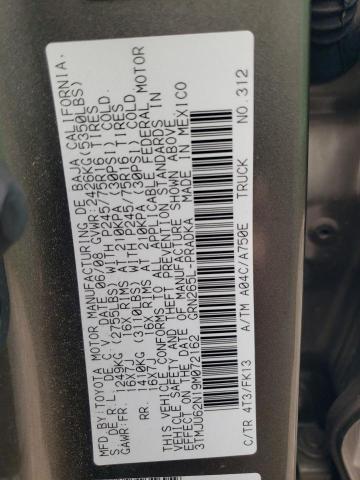 3TMJU62N19M072162 - 2009 TOYOTA TACOMA DOUBLE CAB PRERUNNER BROWN photo 12