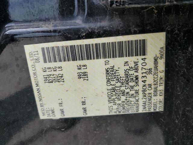 1N4AL2AP8CN431704 - 2012 NISSAN ALTIMA BASE BLACK photo 12