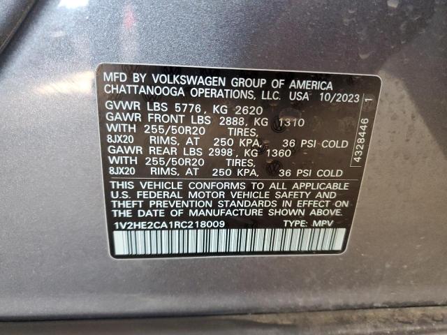 1V2HE2CA1RC218009 - 2024 VOLKSWAGEN ATLAS CROS SE GRAY photo 13