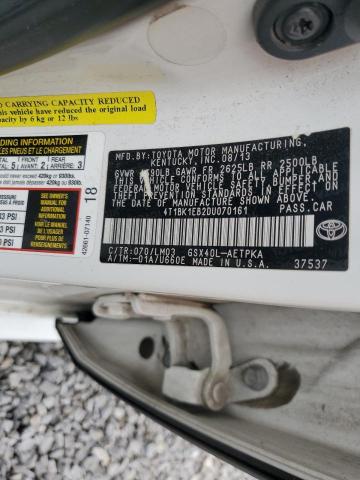 4T1BK1EB2DU070161 - 2013 TOYOTA AVALON BASE WHITE photo 12