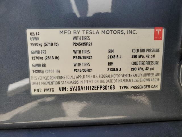 5YJSA1H12EFP30168 - 2014 TESLA MODEL S 灰色 照片 13