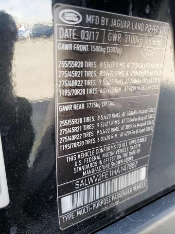 SALWV2FE1HA147887 - 2017 LAND ROVER RANGE ROVE AUTOBIOGRAPHY BLACK photo 13