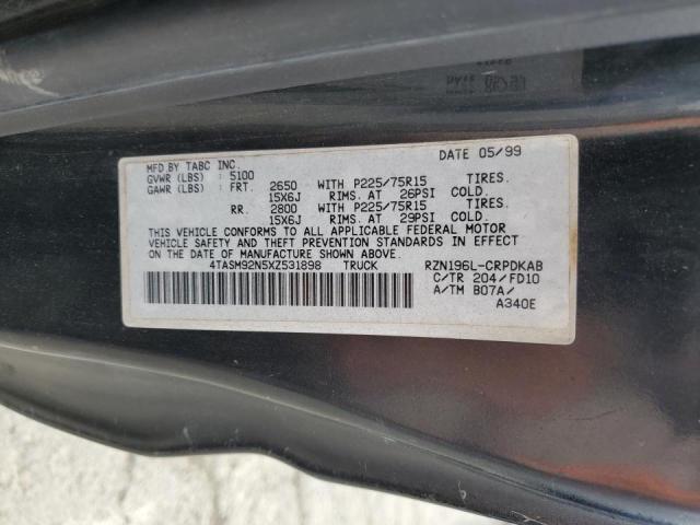 4TASM92N5XZ531898 - 1999 TOYOTA TACOMA XTRACAB PRERUNNER შავი ფოტო 12