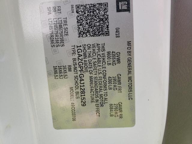 1GAZGPFG4J1281529 - 2018 CHEVROLET EXPRESS G3 LT WHITE photo 13