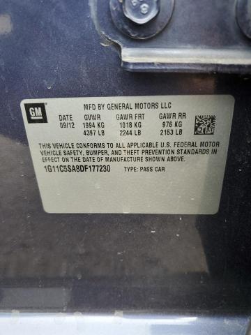 1G11C5SA8DF177230 - 2013 CHEVROLET MALIBU 1LT ლურჯი ფოტო 12