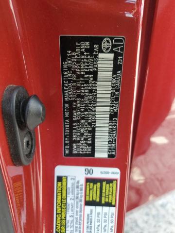 2T1BURHE0FC247602 - 2015 TOYOTA COROLLA L RED photo 12