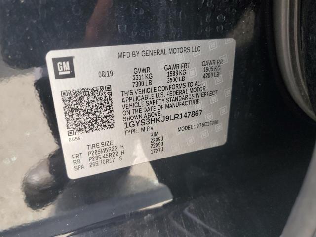 1GYS3HKJ9LR147867 - 2020 CADILLAC ESCALADE ESV LUXURY BLACK photo 12