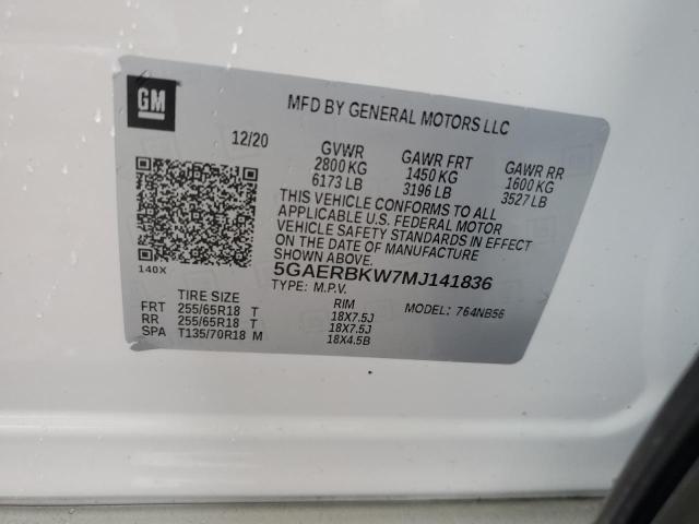 5GAERBKW7MJ141836 - 2021 BUICK ENCLAVE ESSENCE 白色 照片 13