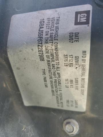 1G8AJ55F67Z207908 - 2007 SATURN ION LEVEL 2 GRAY photo 12