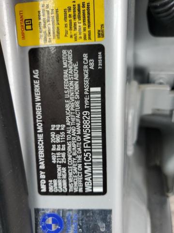 WBAVM1C51FVW58829 - 2015 BMW X1 SDRIVE28I SILVER photo 12