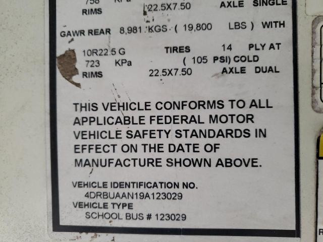 4DRBUAAN19A123029 - 2009 IC CORPORATION 3000 CE YELLOW photo 10