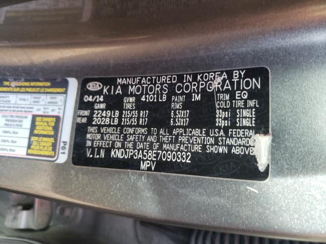 KNDJP3A58E7090332 - 2014 KIA SOUL + GRAY photo 10