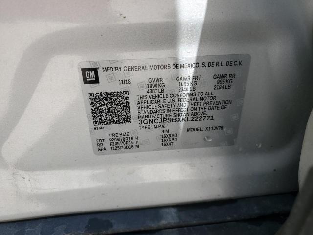 3GNCJPSBXKL222771 - 2019 CHEVROLET TRAX 1LT SILVER photo 13