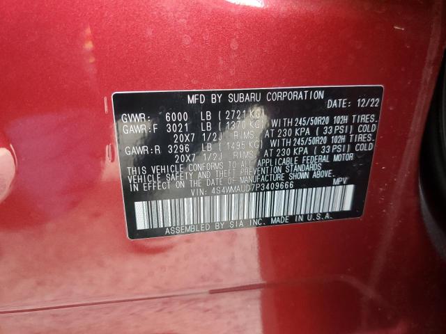 4S4WMAUD7P3409666 - 2023 SUBARU ASCENT LIMITED RED photo 12