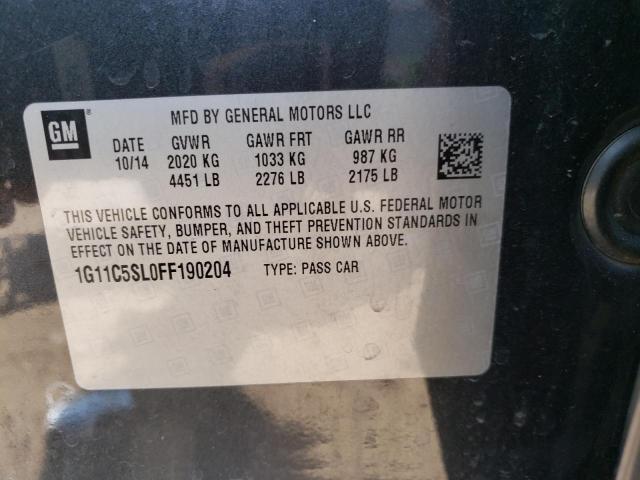 1G11C5SL0FF190204 - 2015 CHEVROLET MALIBU 1LT GRAY photo 12